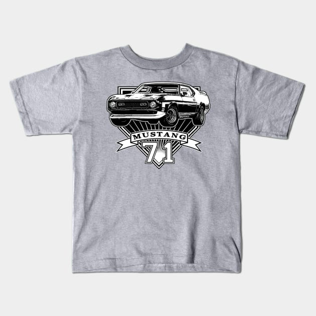 71 Mustang Kids T-Shirt by CoolCarVideos